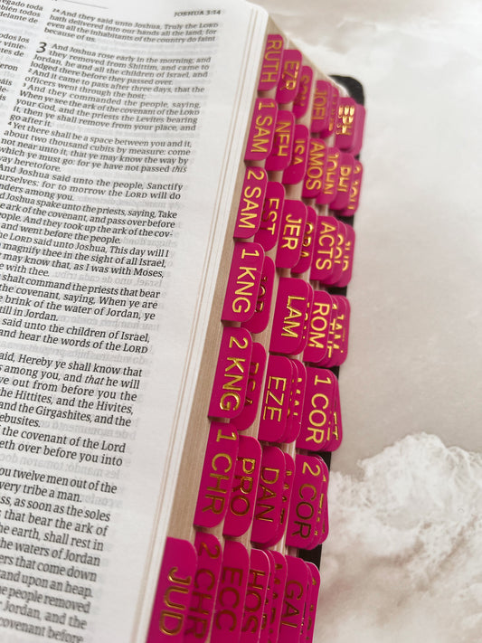 Hot pink mini Bible tabs
