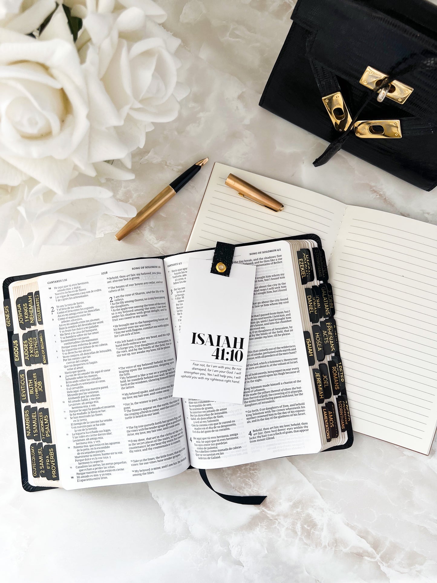 Black glossy gold embossed Bible tabs