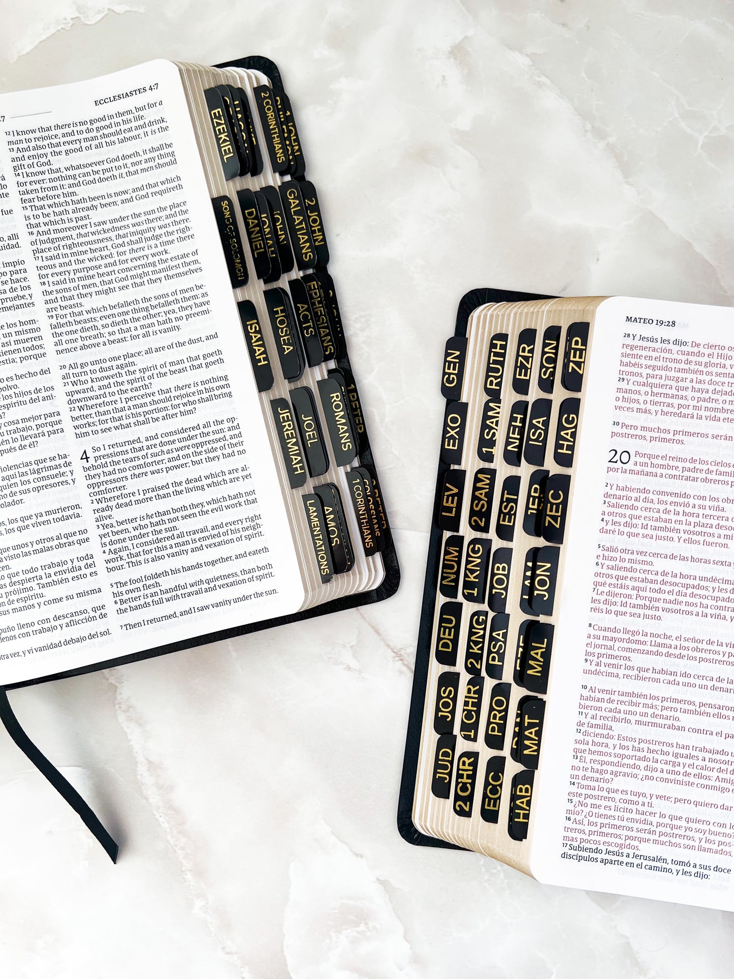 Black glossy gold embossed Bible tabs